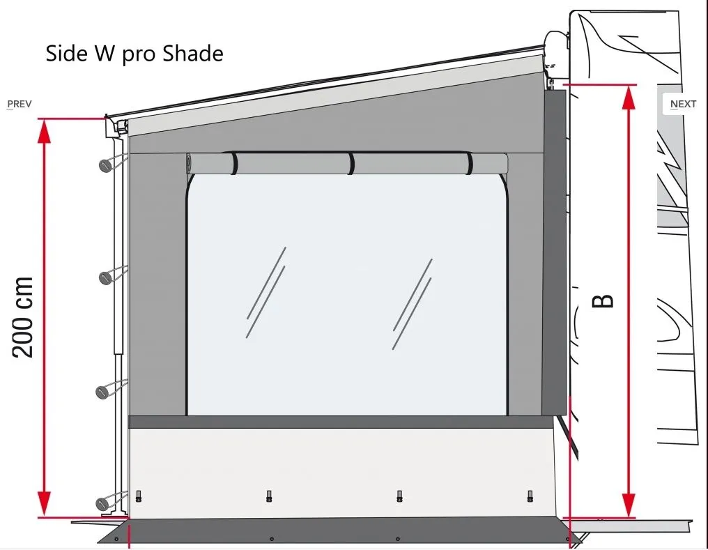250 Side Højre - Fiamma Side W Pro Shade - Markise F45 - F65 - F80 - Billede 2